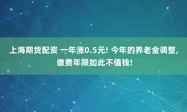 上海期货配资 一年涨0.5元! 今年的养老金调整, 缴费年限